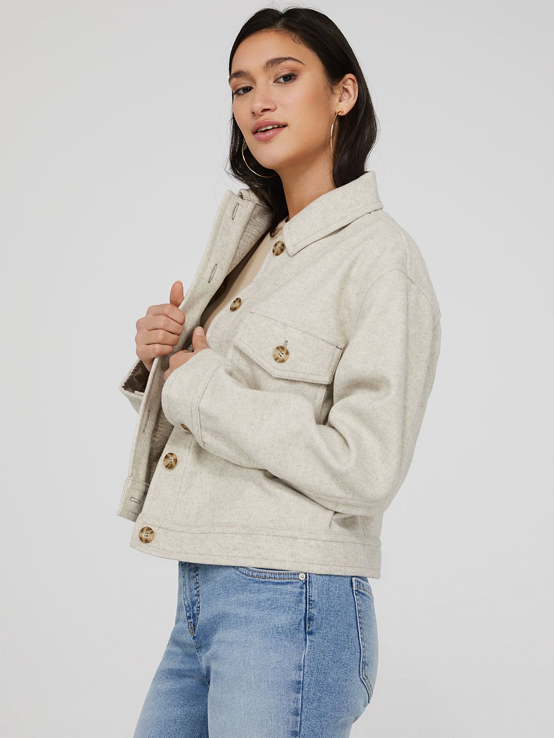 Short Wool Jacket With Pockets sold by Suzy Shier product image thumbnail 3