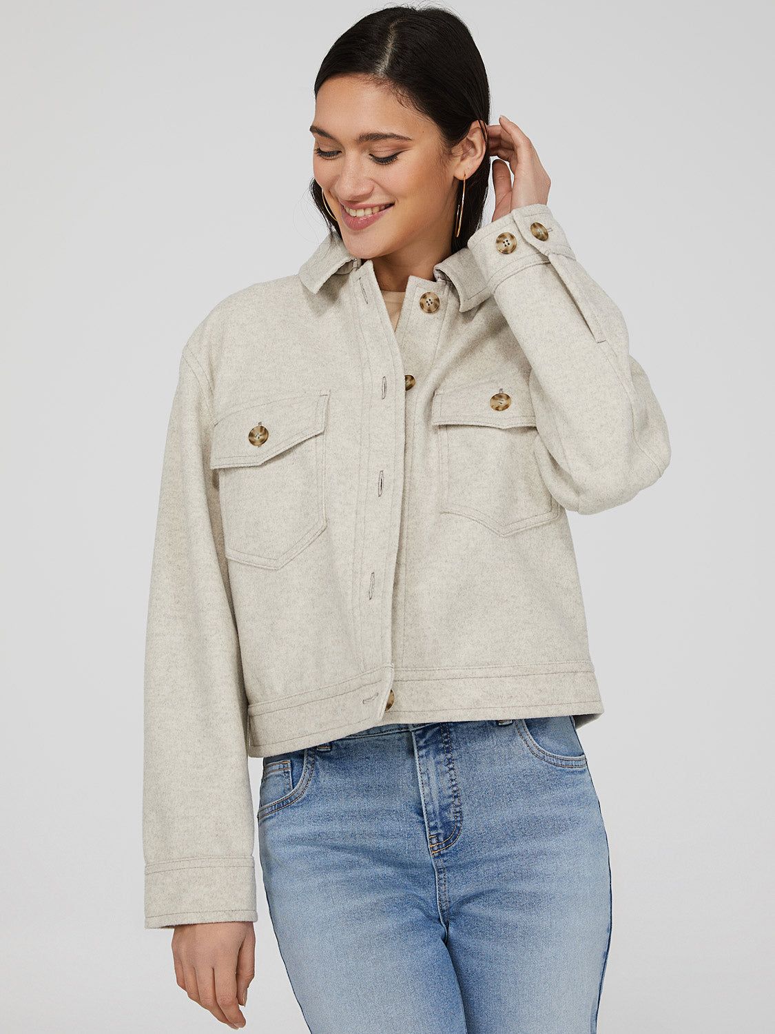 Short Wool Jacket With Pockets sold by Suzy Shier