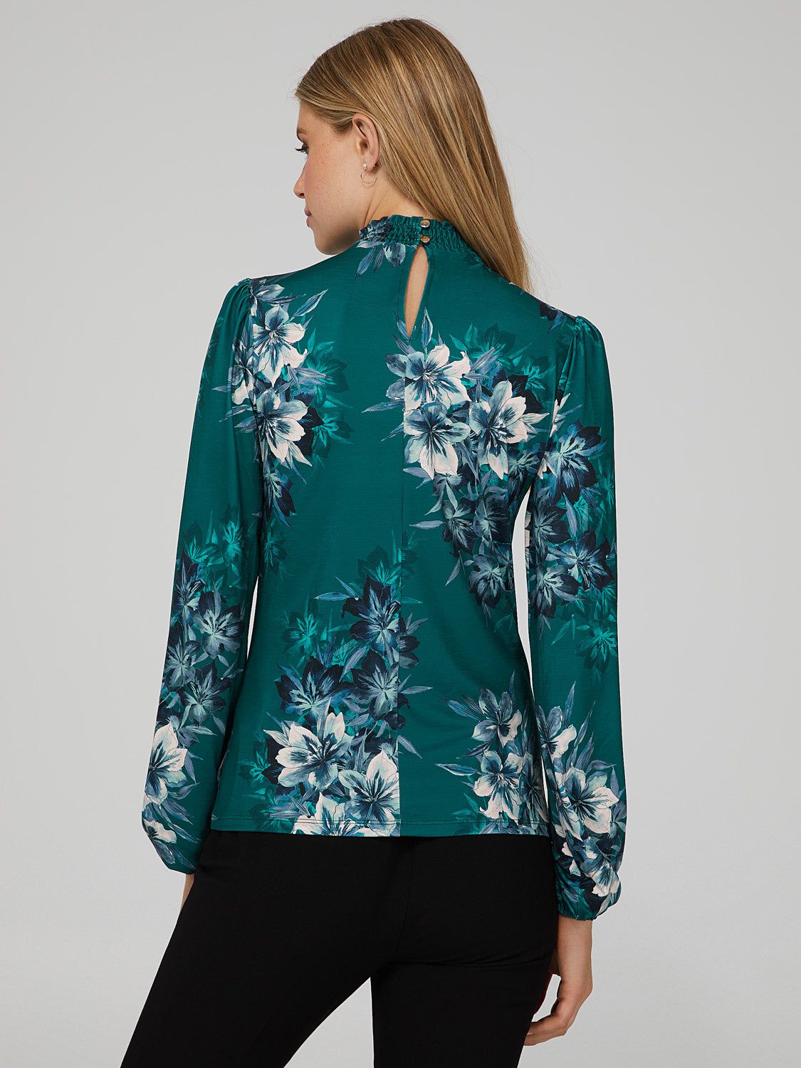 Floral Bubble Sleeve Mock Neck Top sold by Suzy Shier product image thumbnail 4