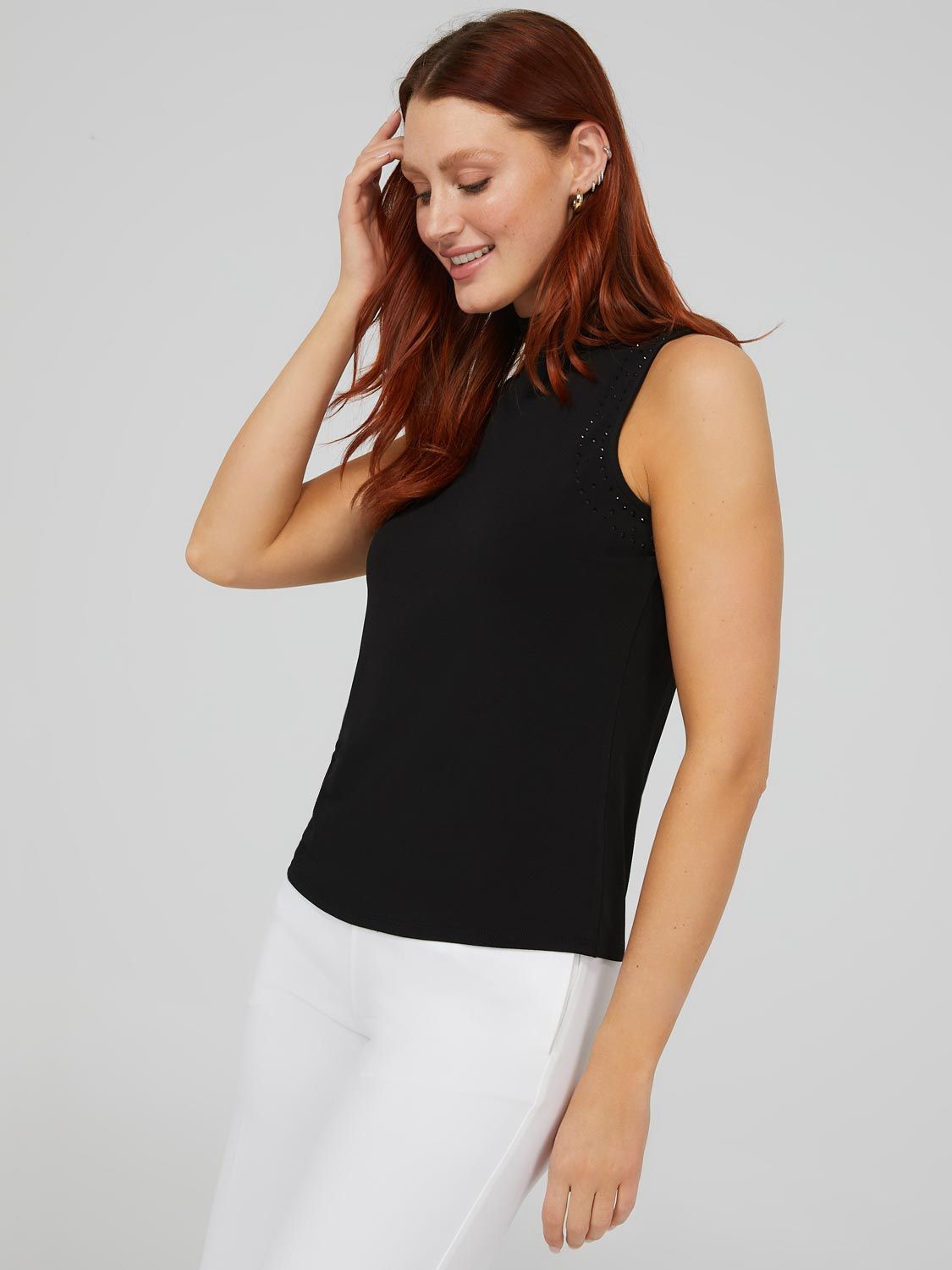 Rhinestone Sleeveless Mock Neck Top sold by Suzy Shier product image thumbnail 3