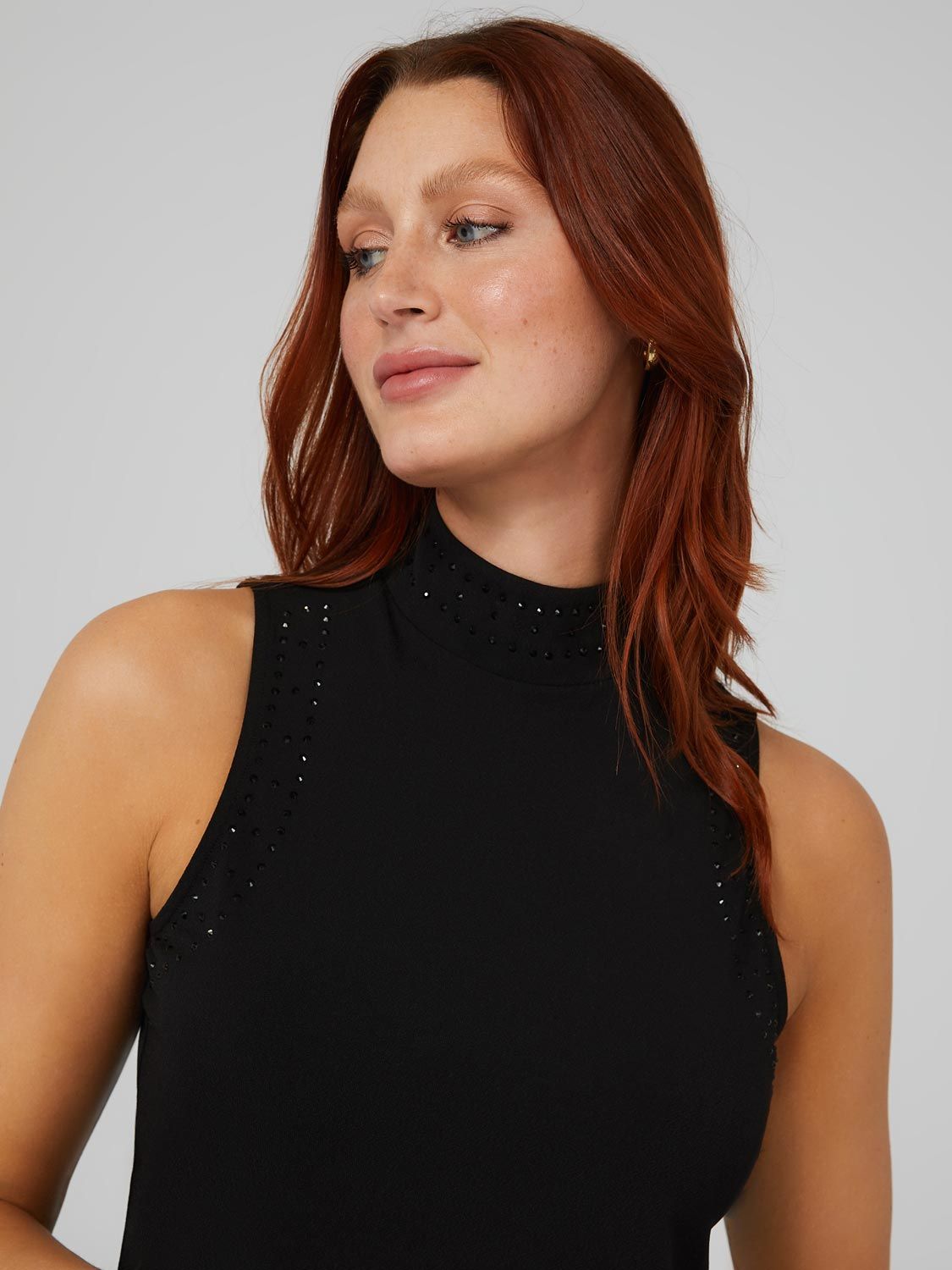 Rhinestone Sleeveless Mock Neck Top sold by Suzy Shier product image thumbnail 2