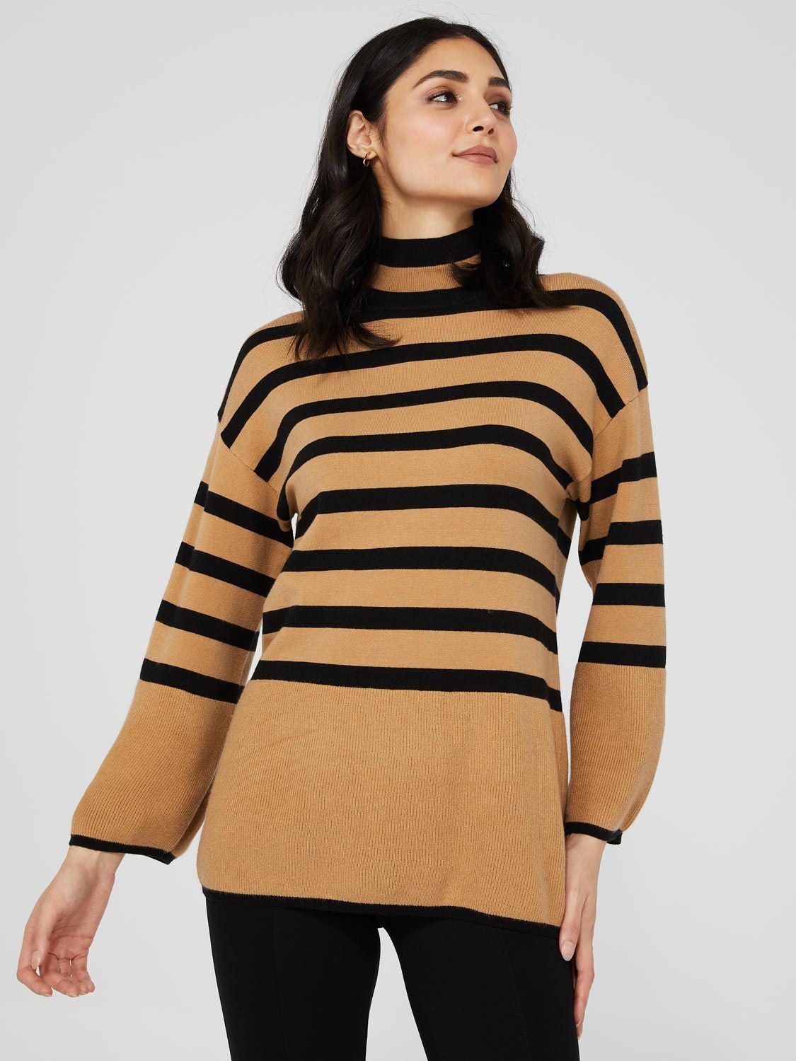 Striped Wide Sleeve Mock Neck Sweater sold by Suzy Shier product image thumbnail 3