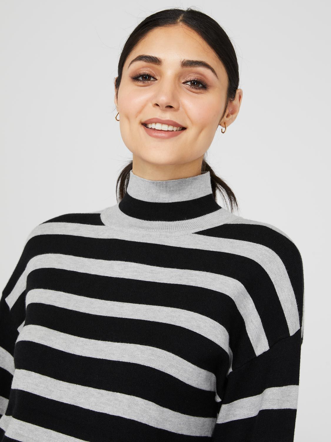 Striped Wide Sleeve Mock Neck Sweater sold by Suzy Shier product image thumbnail 4