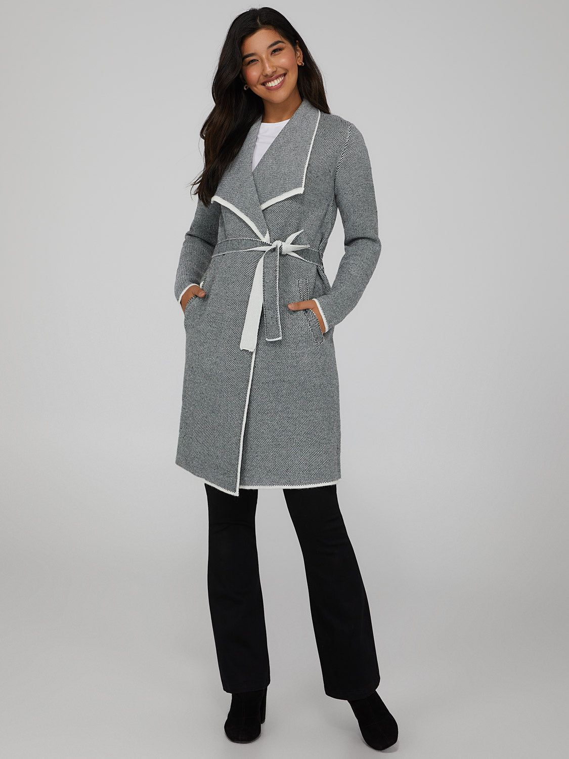 Belted Shawl Collar Sweater sold by Suzy Shier