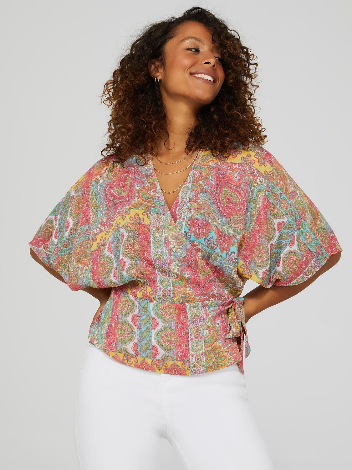 Paisley Print Crossover Wrap Blouse sold by Suzy Shier