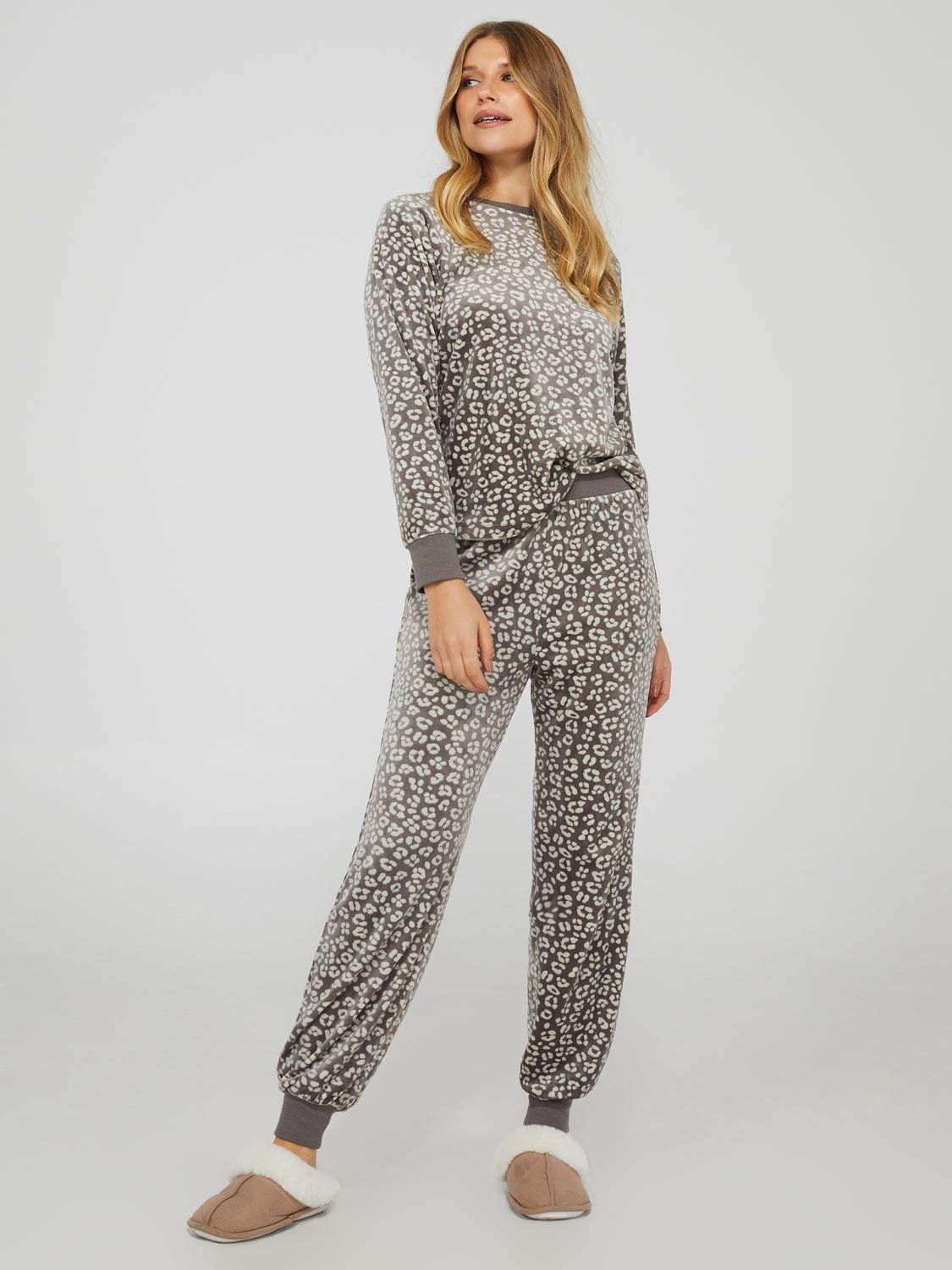 Animal Print Velour Pajama Set sold by Suzy Shier