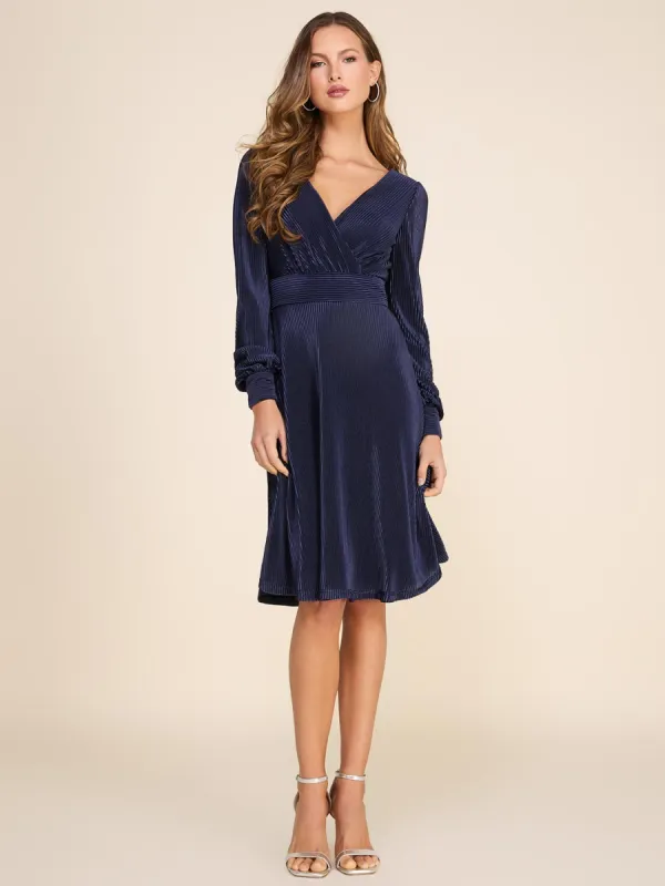 Long Sleeve Pleated Fit & Flare Midi Dress sold by Suzy Shier