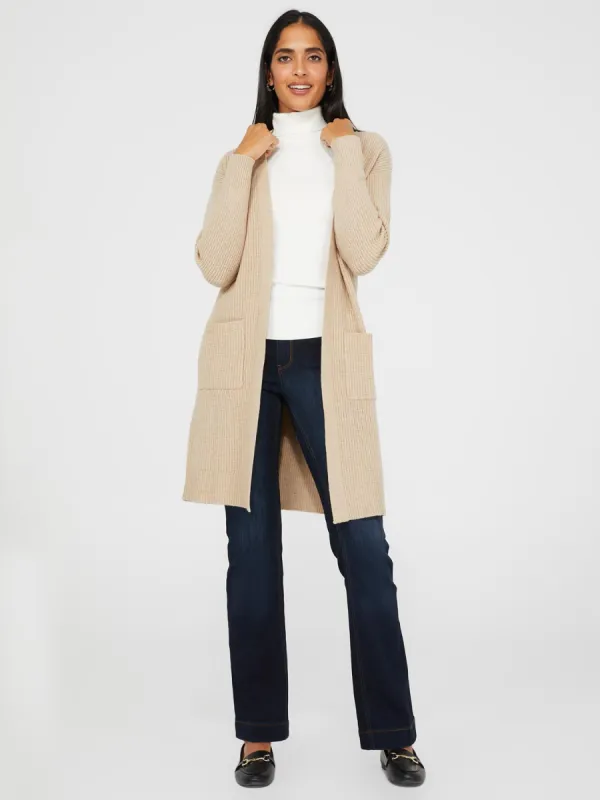 Long Coatigan With Ribbed Details sold by Suzy Shier