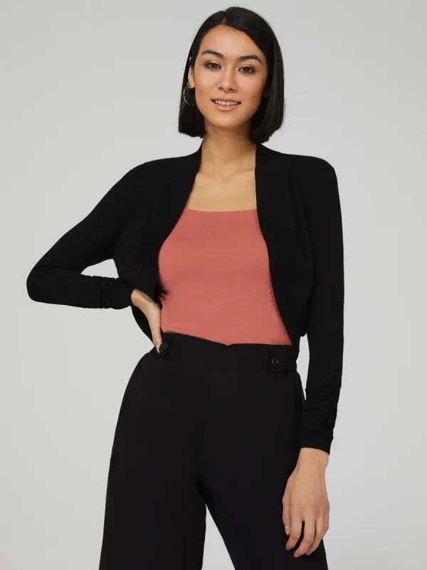 3/4 Ruched Sleeve Bolero Sweater sold by Suzy Shier