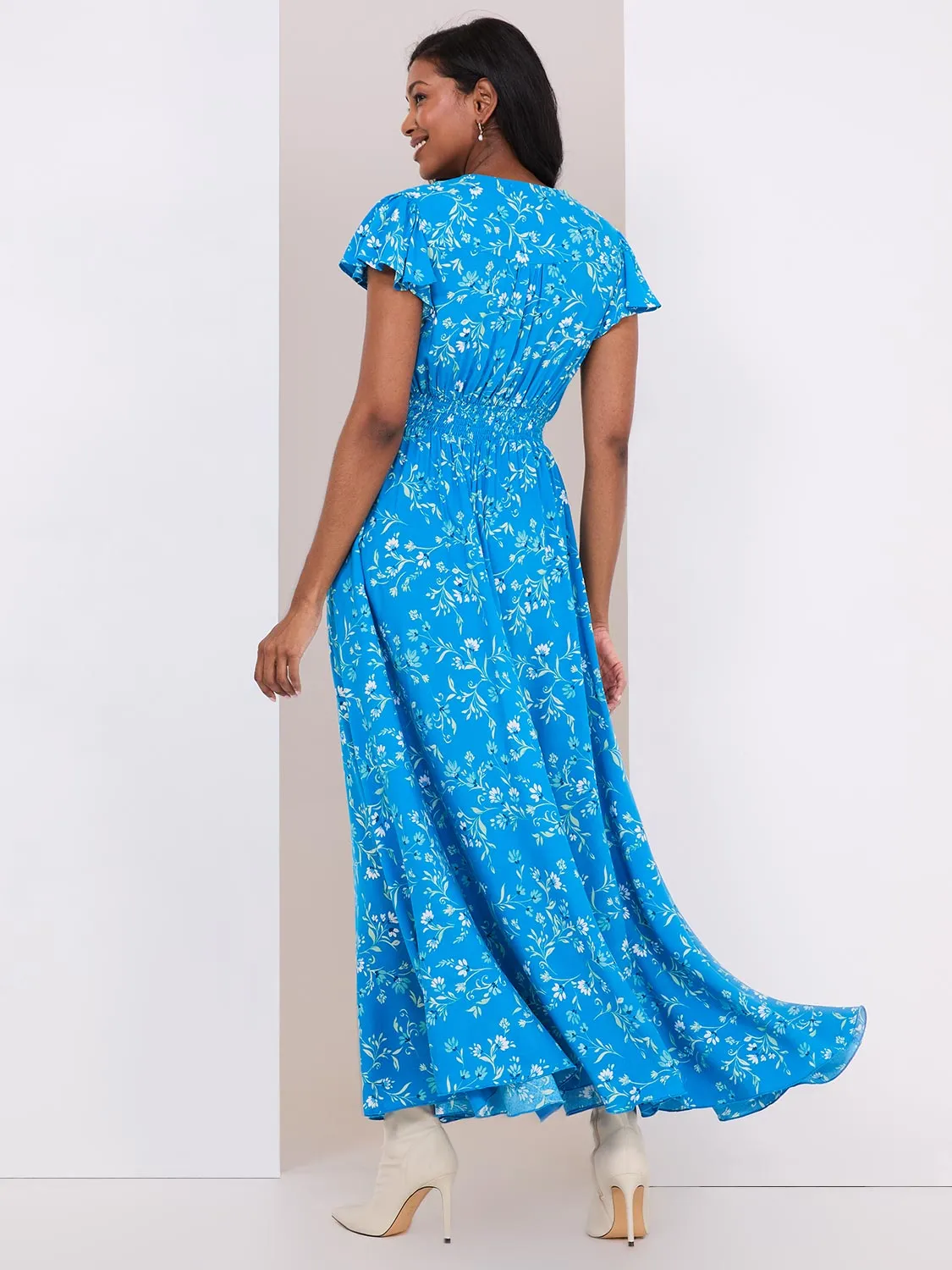Floral Print Flutter Sleeve Maxi Dress sold by Suzy Shier product image thumbnail 5