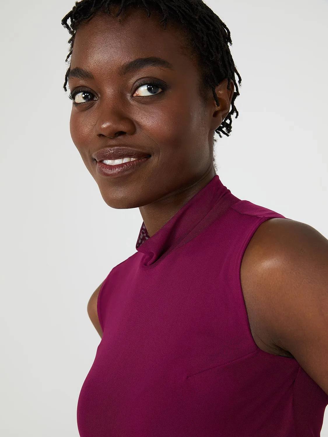 Sleeveless Mock Neck Mesh Top sold by Suzy Shier product image thumbnail 2