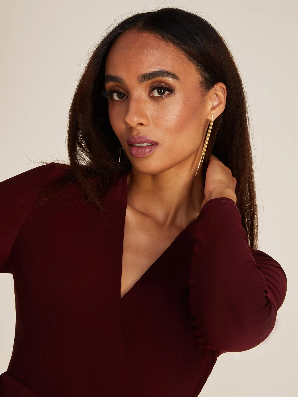 Long Sleeve V-Neck Mini Dress sold by Suzy Shier product image thumbnail 3