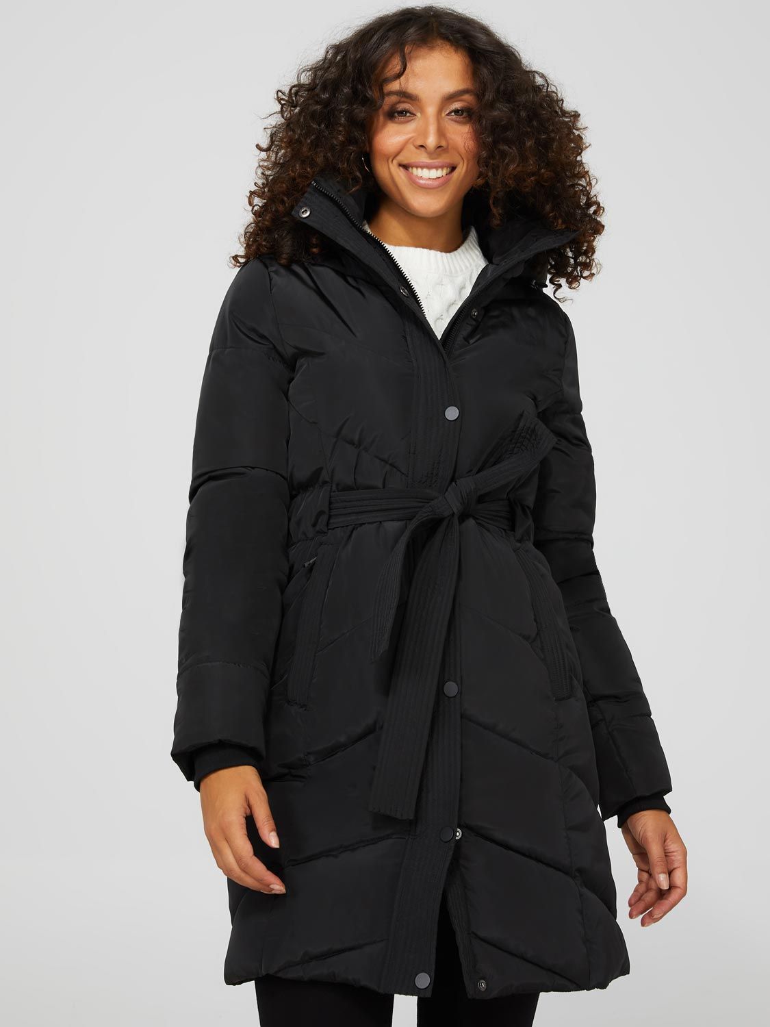 Mid-Length Belted Quilted Puffe sold by Suzy Shier product image thumbnail 4