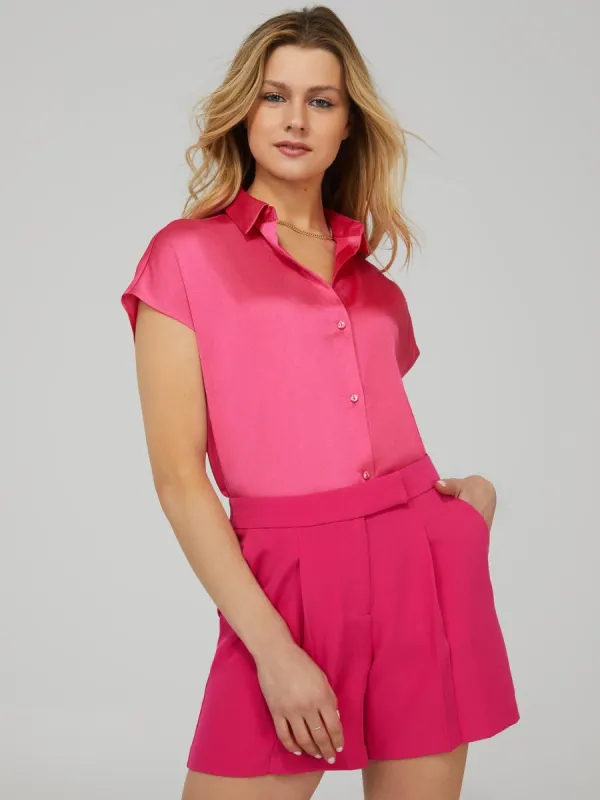 Oversized Satin Cap Sleeve Blouse sold by Suzy Shier