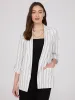 Striped 3/4 Sleeve Linen Blazer sold by Suzy Shier