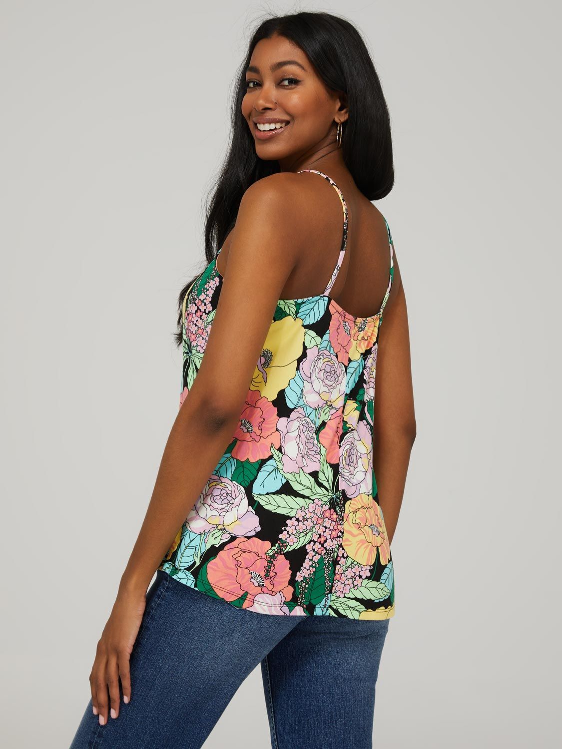 Floral Print Tank Top With Front Keyhole sold by Suzy Shier product image thumbnail 4