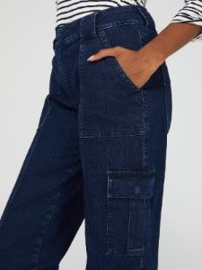 Straight Leg Denim Cargo Pants sold by Suzy Shier