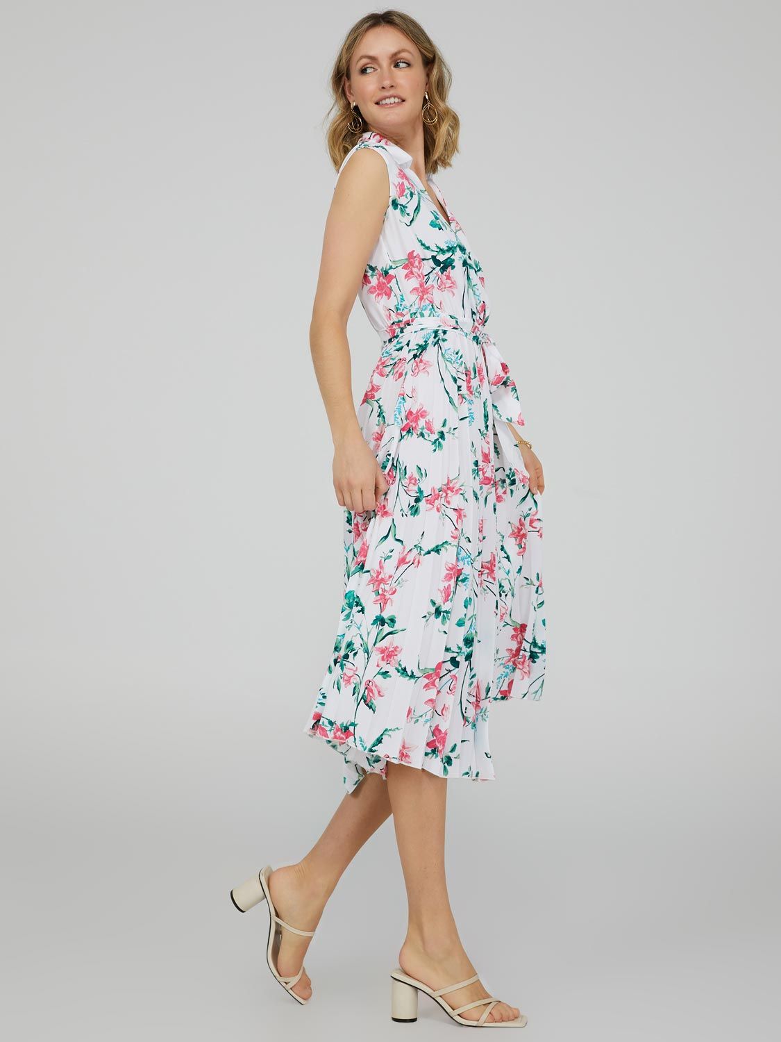 Printed Collared Midi Dress With Pleated Skirt sold by Suzy Shier product image thumbnail 4