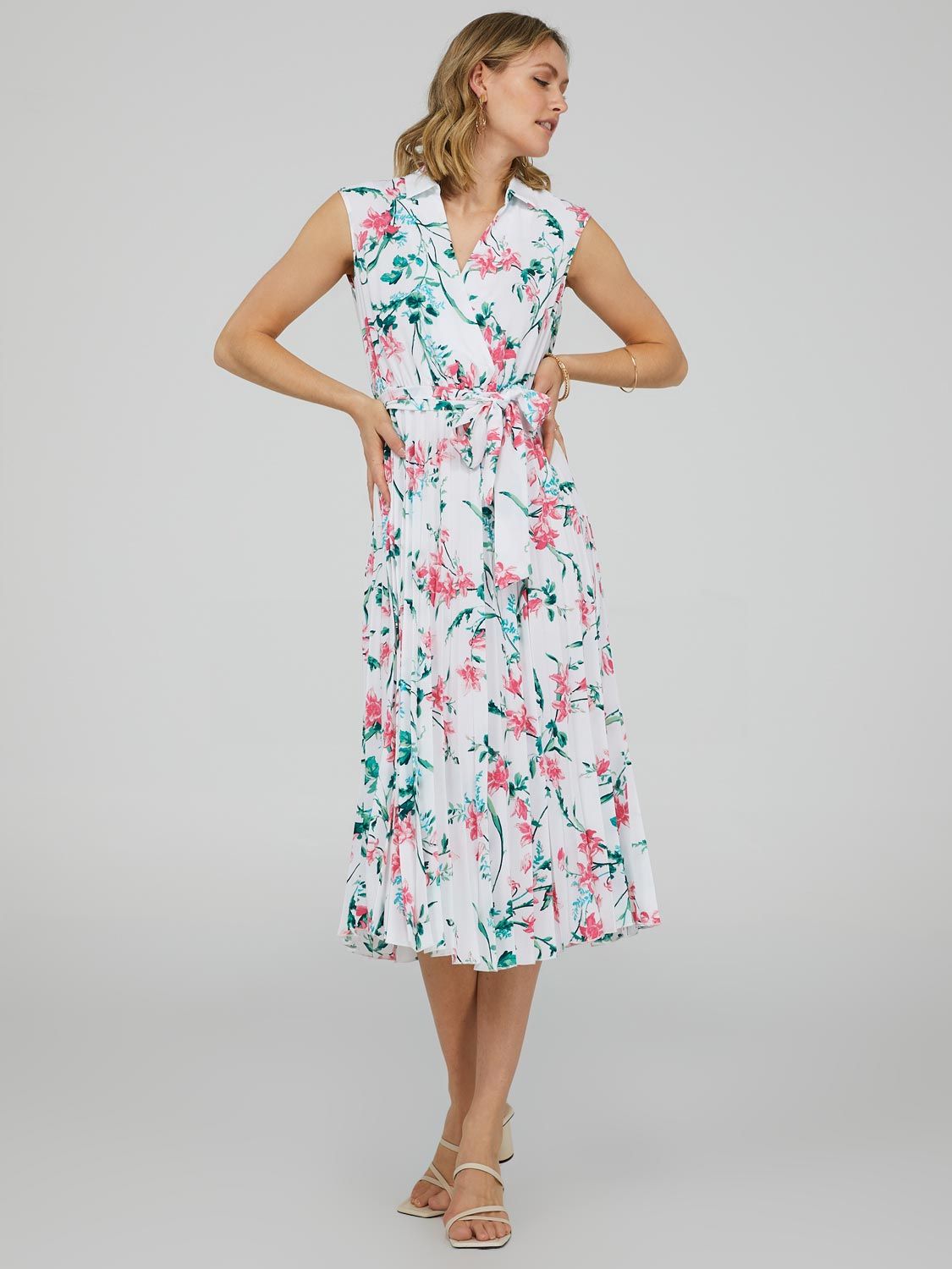 Printed Collared Midi Dress With Pleated Skirt sold by Suzy Shier product image thumbnail 3