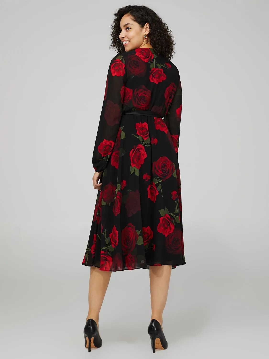 Floral Print Chiffon Cross-Front Midi Dress sold by Suzy Shier product image thumbnail 5