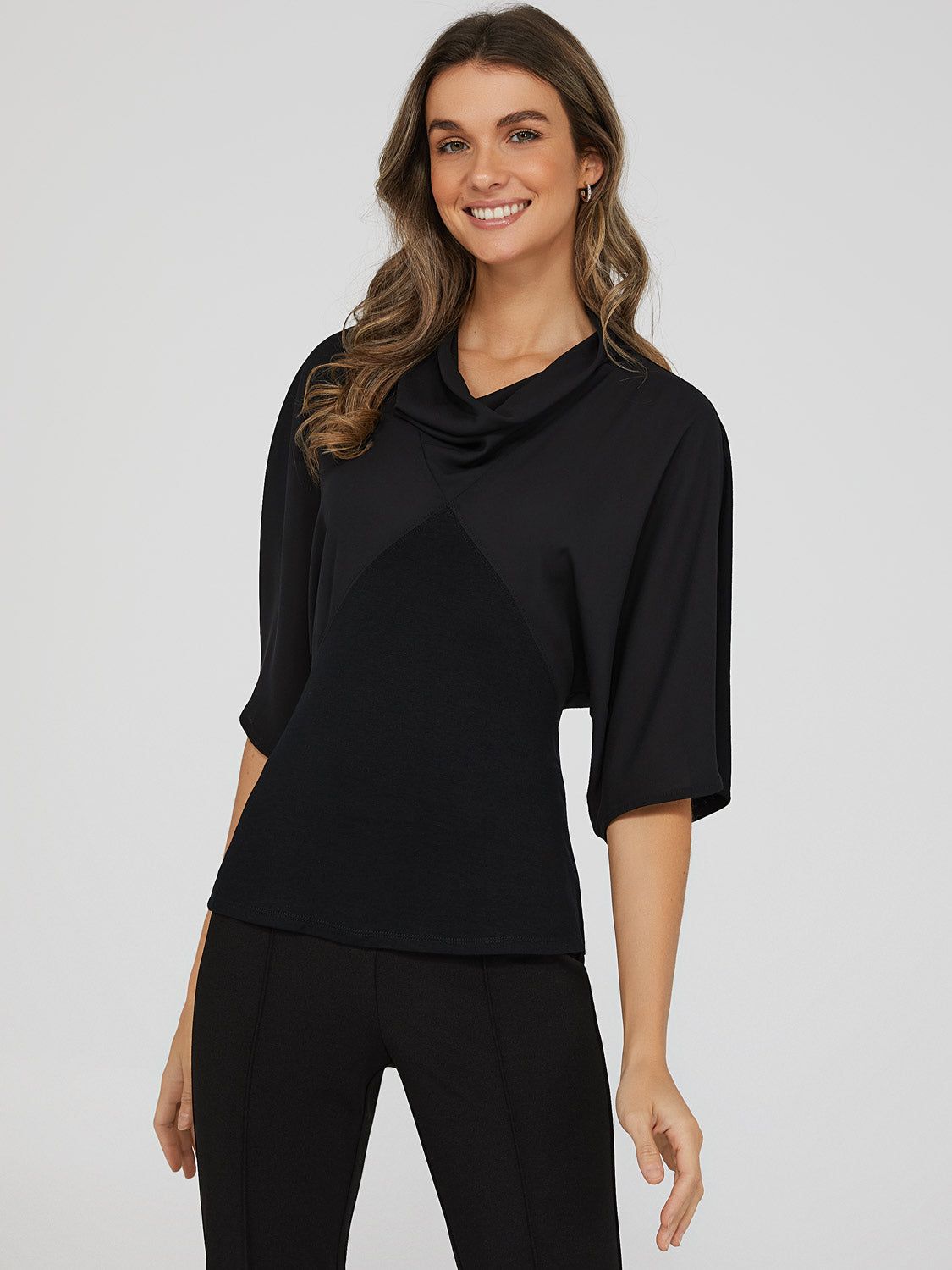 Kimono Sleeve Cowl Neck Top sold by Suzy Shier