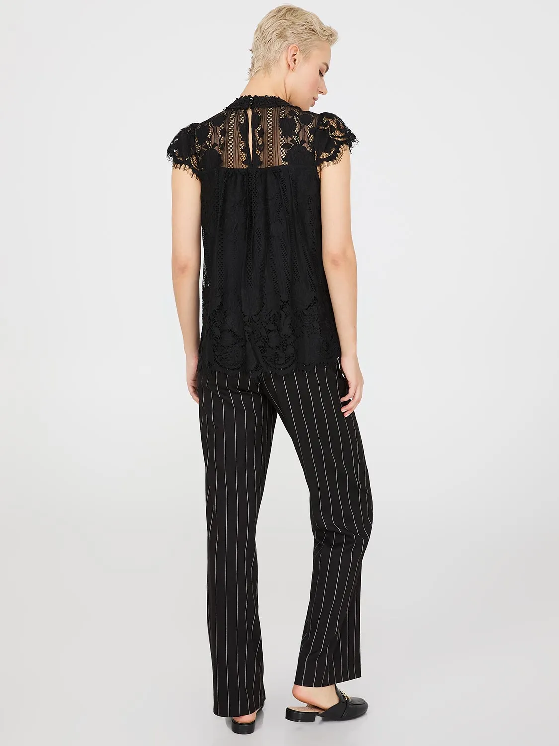 Lace Cap Sleeve Top With Crochet Detail sold by Suzy Shier product image thumbnail 4