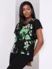 Floral Print 2-Fer Chiffon Crew Neck Top sold by Suzy Shier