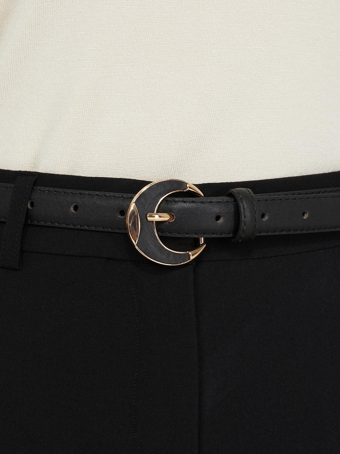 Moon Buckle Skinny Belt sold by Suzy Shier