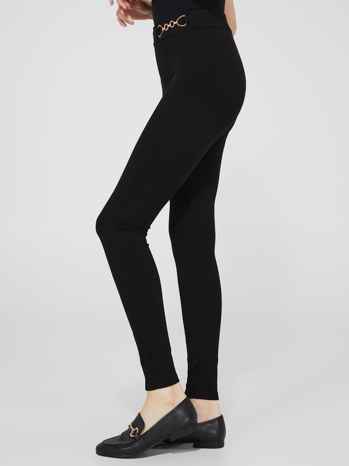 Skinny Pull-On Pants With Chain Detail Waistband sold by Suzy Shier product image thumbnail 3
