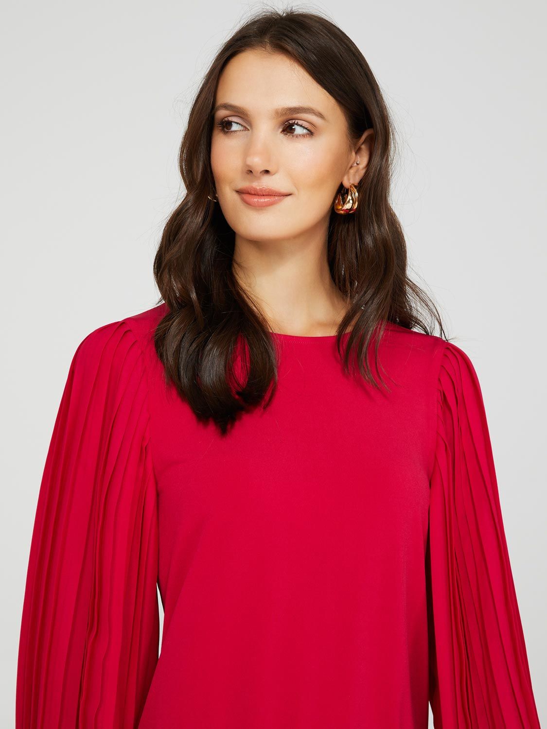 Crew Neck Jersey Top With Pleated Balloon Sleeves sold by Suzy Shier product image thumbnail 3