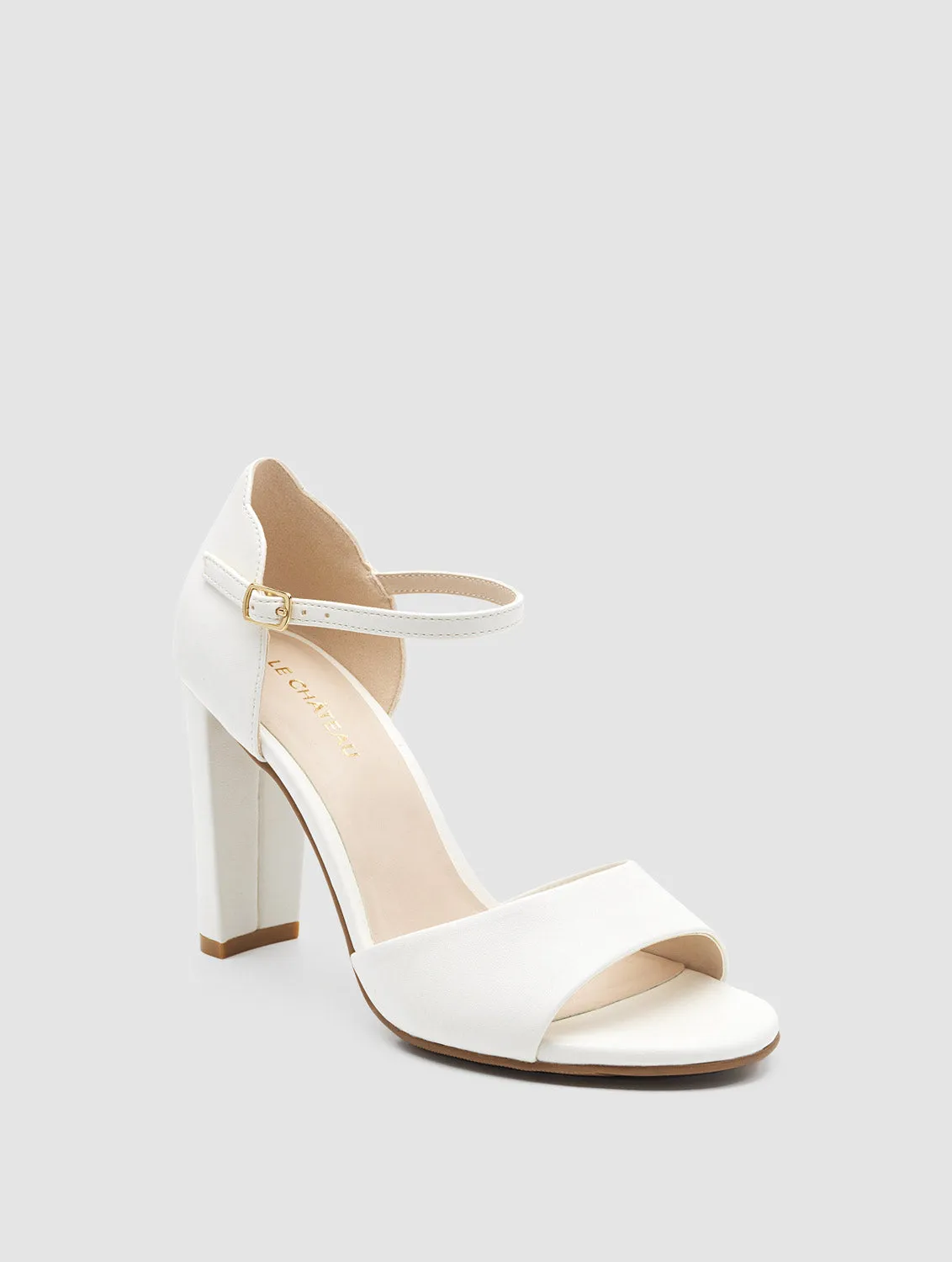 Round Toe Faux Leather Block Heel Sandal sold by Suzy Shier product image thumbnail 2