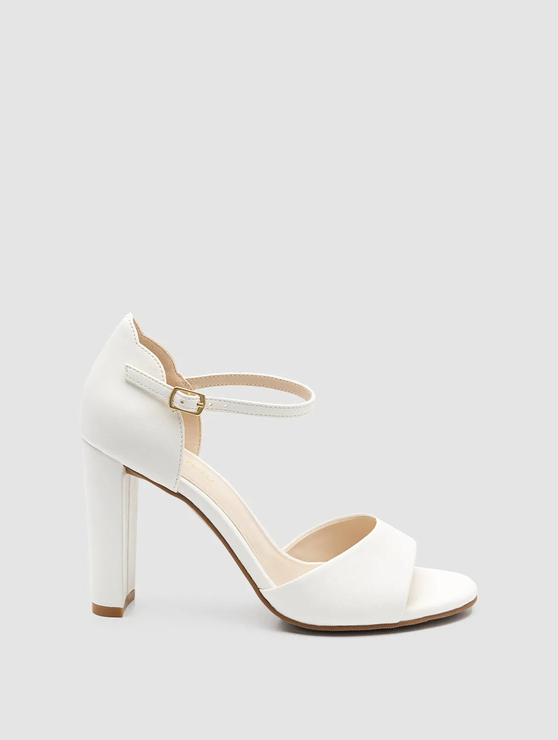 Round Toe Faux Leather Block Heel Sandal sold by Suzy Shier