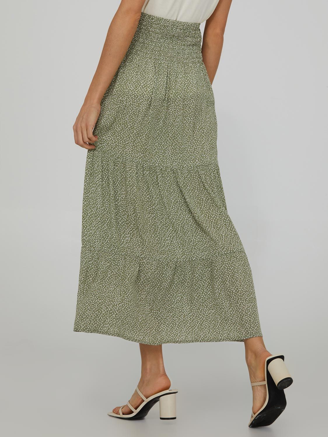 3-Tier Printed Smocked Maxi Skirt sold by Suzy Shier product image thumbnail 4