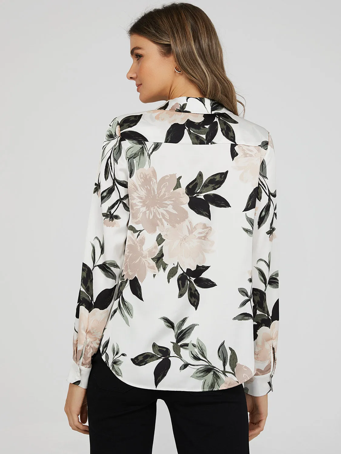 Printed Long Sleeve Split Neck Blouse sold by Suzy Shier product image thumbnail 4