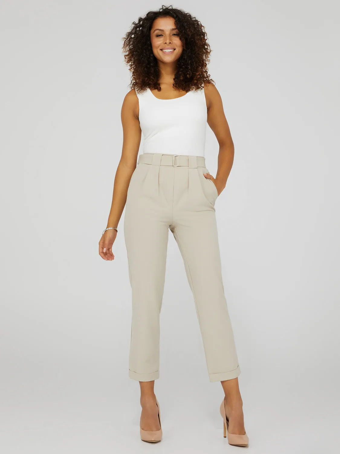 Cuffed Pull-On Pants With Belt sold by Suzy Shier product image thumbnail 5