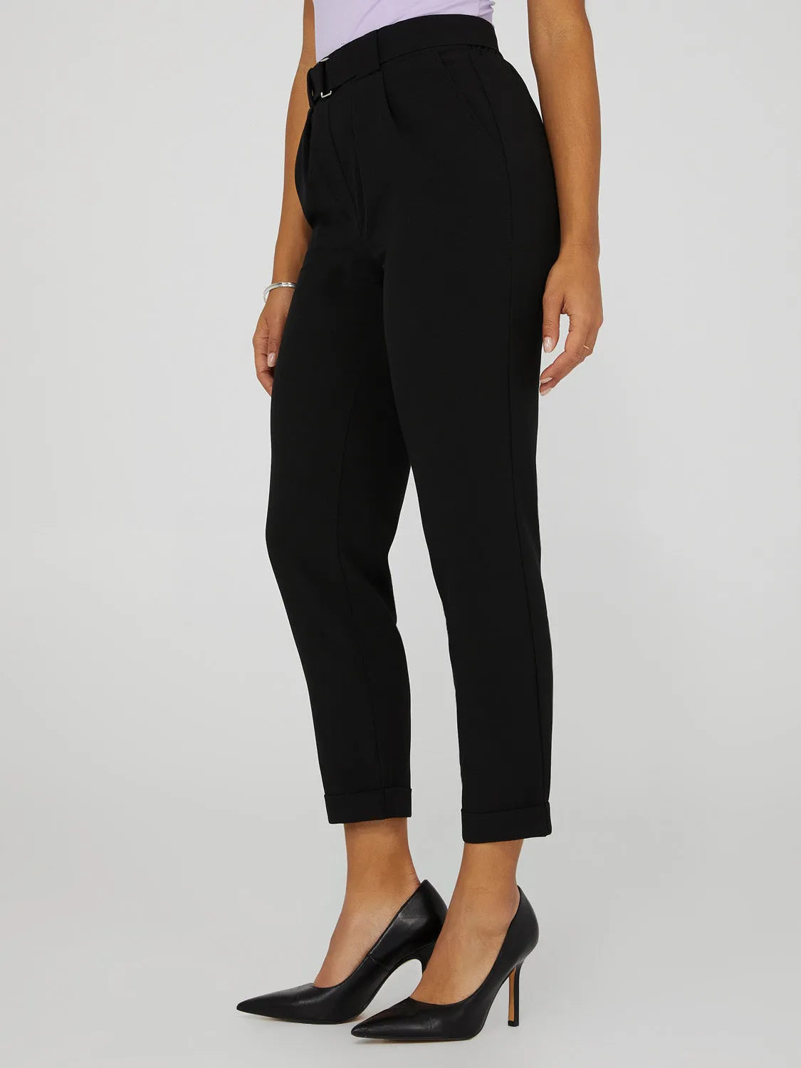 Cuffed Pull-On Pants With Belt sold by Suzy Shier product image thumbnail 3