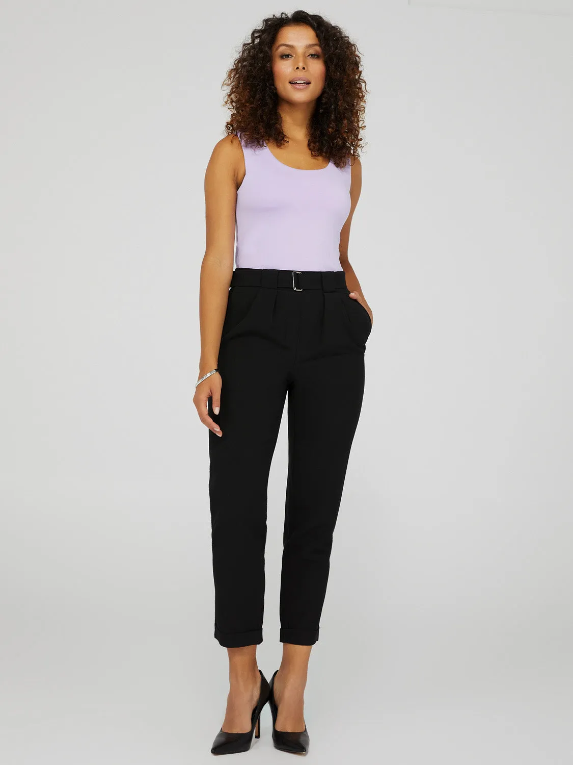 Cuffed Pull-On Pants With Belt sold by Suzy Shier