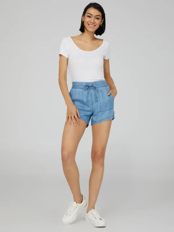 Lightweight Denim Drawstring Pull-On Shorts sold by Suzy Shier