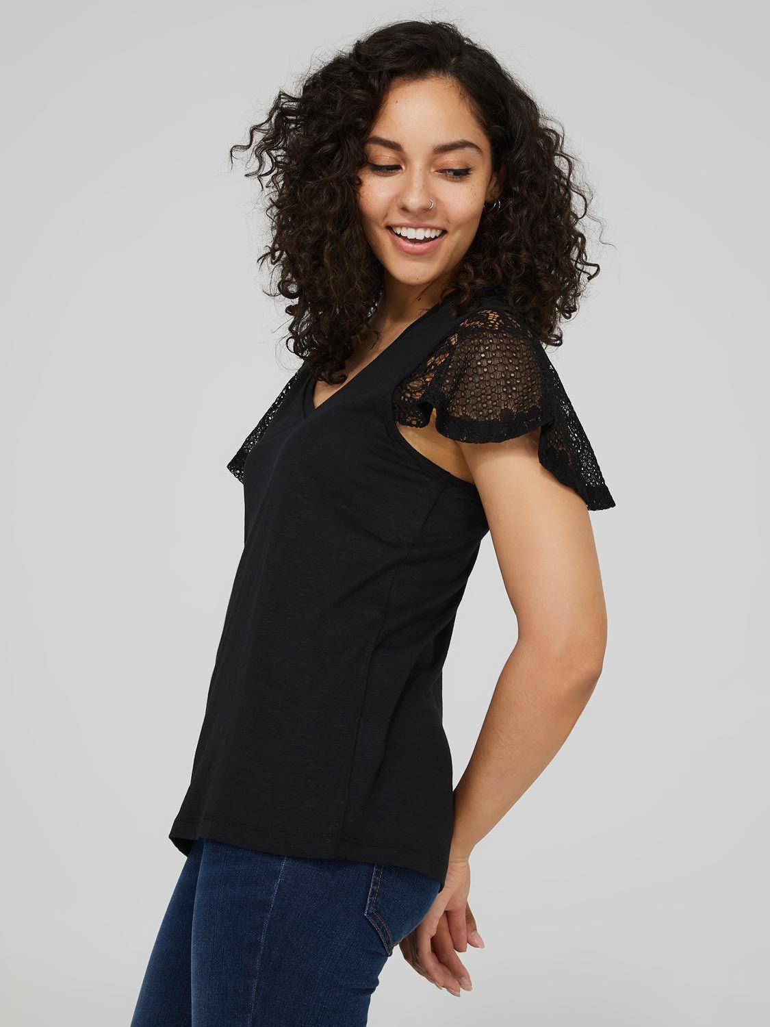 V-Neck Top With Lace Sleeves sold by Suzy Shier product image thumbnail 10