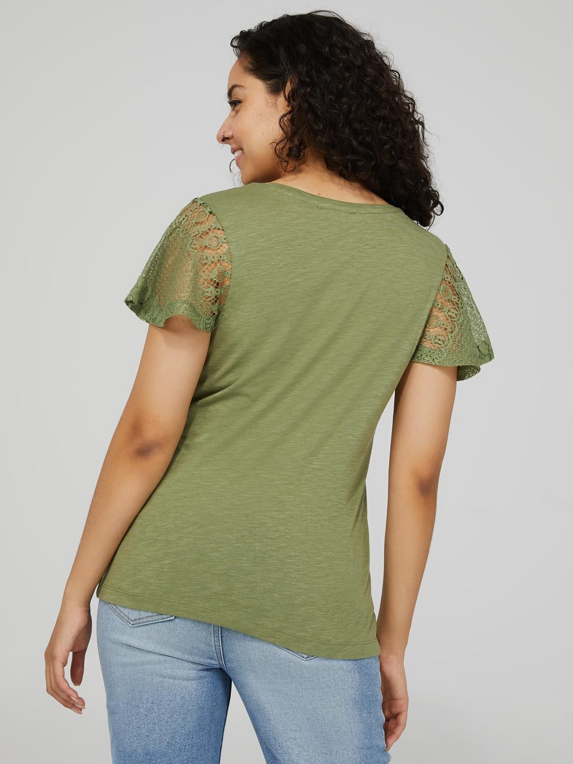 V-Neck Top With Lace Sleeves sold by Suzy Shier product image thumbnail 5