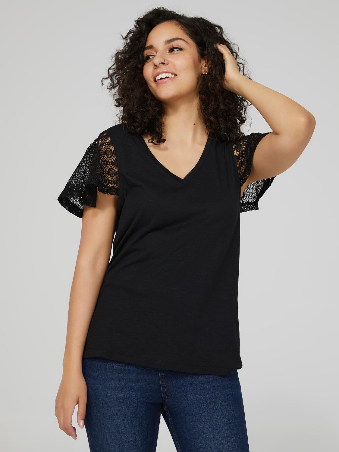 V-Neck Top With Lace Sleeves sold by Suzy Shier product image thumbnail 9