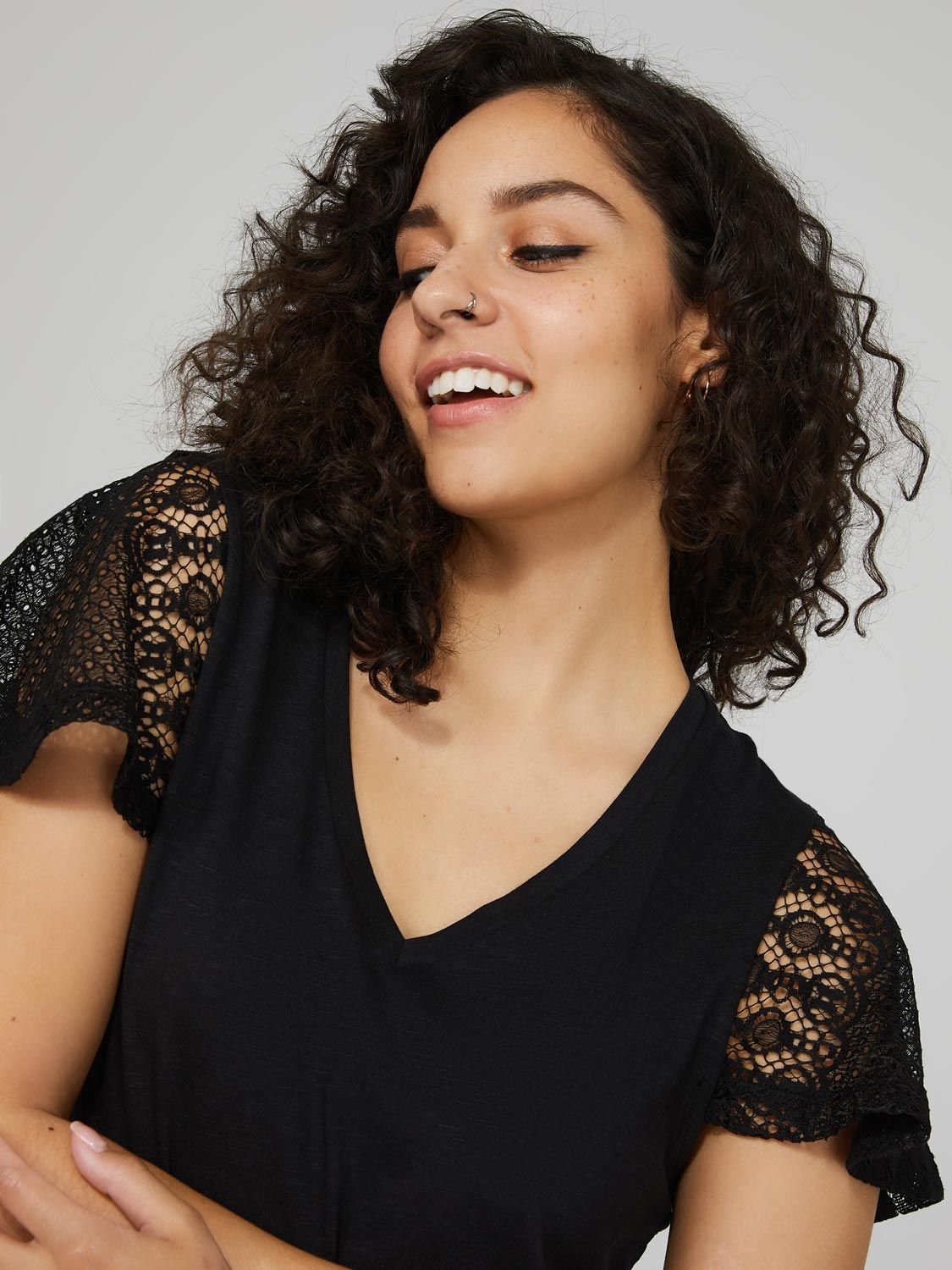 V-Neck Top With Lace Sleeves sold by Suzy Shier product image thumbnail 8