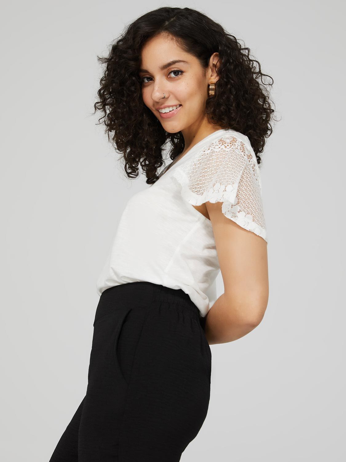 V-Neck Top With Lace Sleeves sold by Suzy Shier product image thumbnail 16