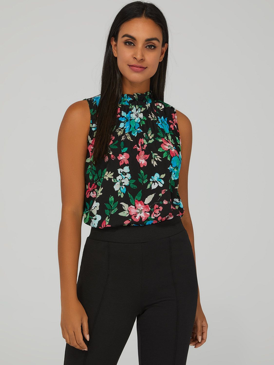 Floral High-Neck Ruffle Top sold by Suzy Shier product image thumbnail 2