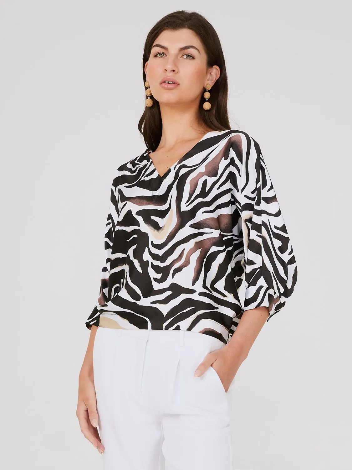 Animal Print Satin Dolman Sleeve Top sold by Suzy Shier product image thumbnail 2