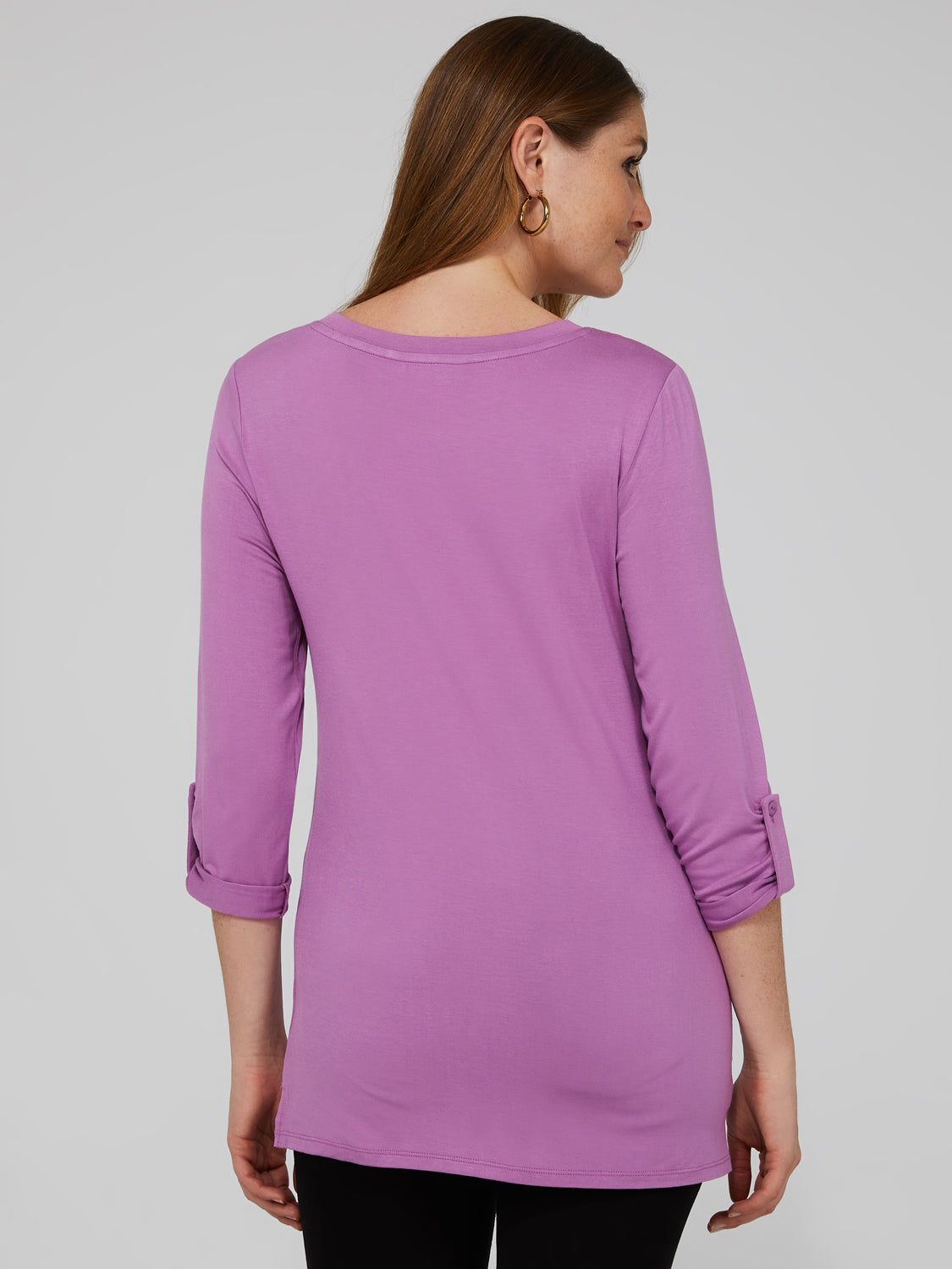 3/4 Rolled Sleeve Round Neck Top sold by Suzy Shier product image thumbnail 5