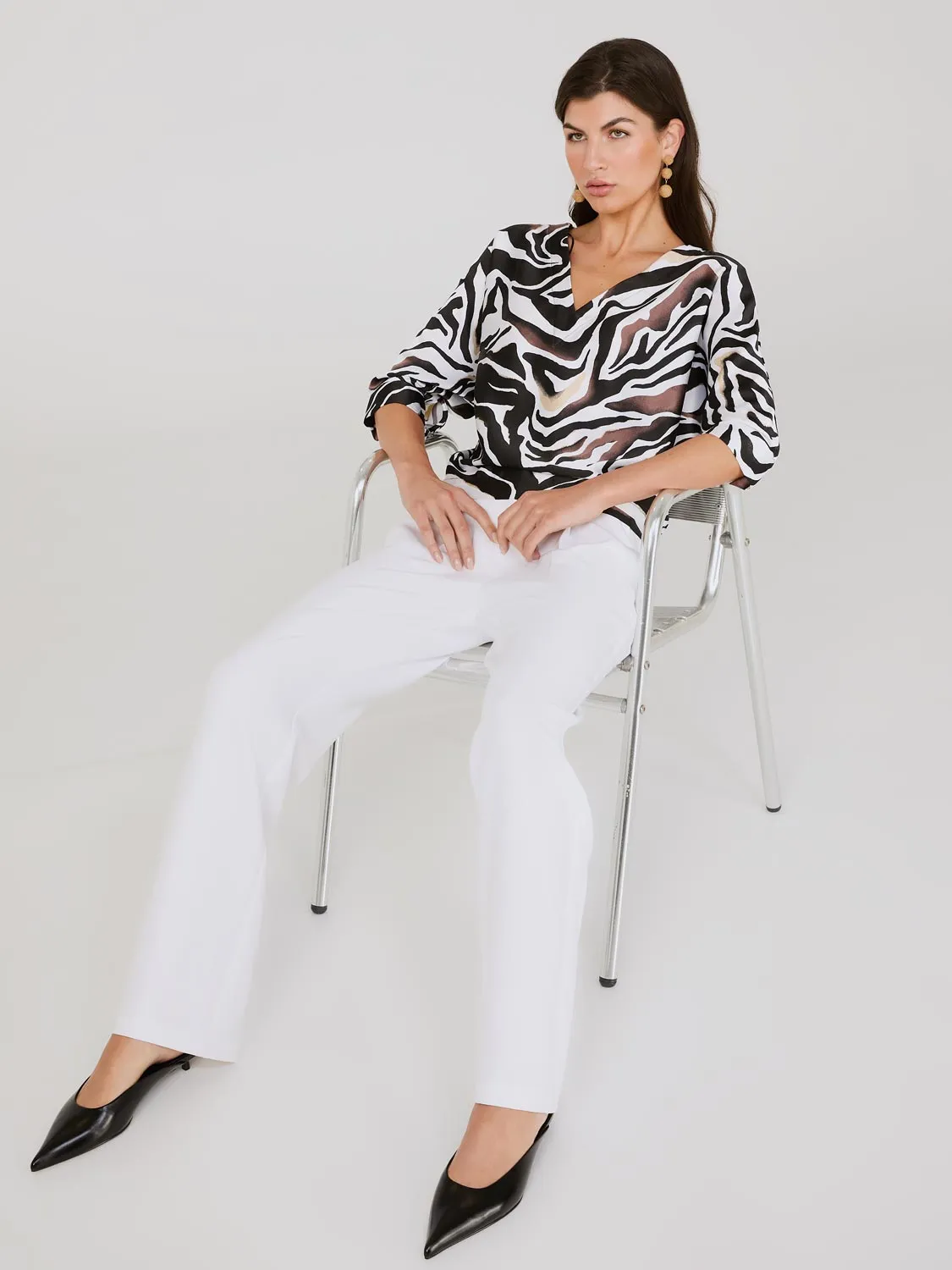 Animal Print Satin Dolman Sleeve Top sold by Suzy Shier