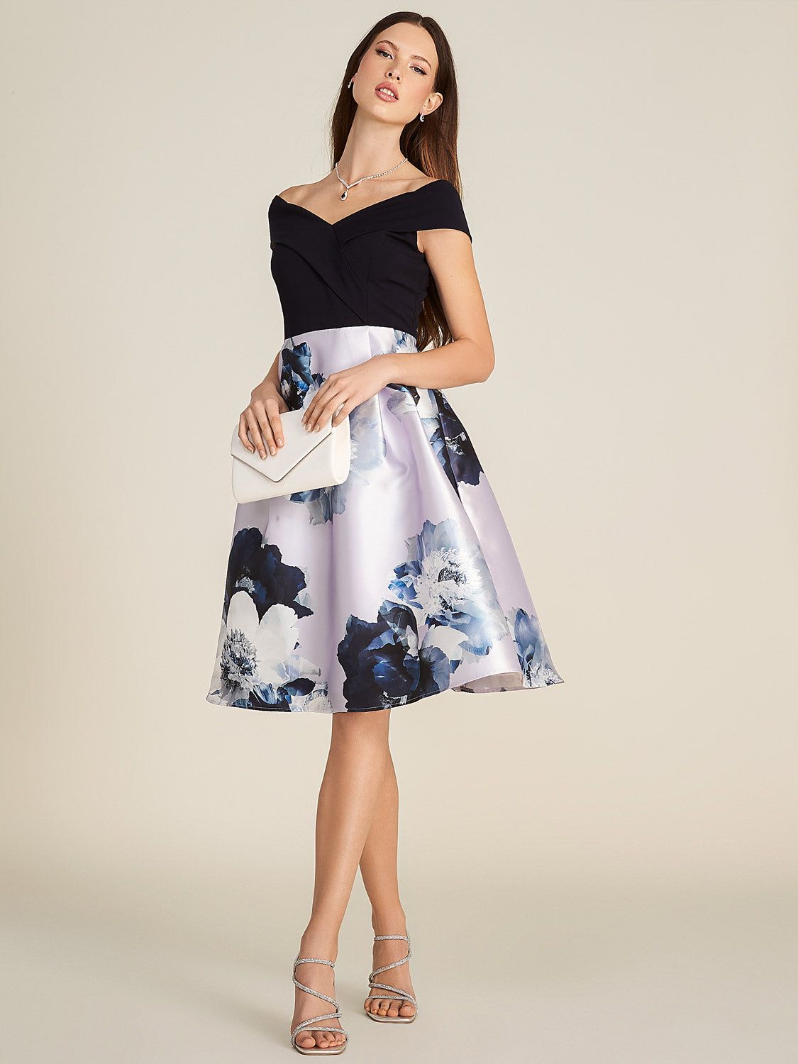 Off-The-Shoulder Fit & Flare Knee Length Dress sold by Suzy Shier