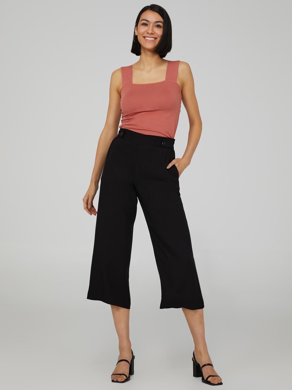 High-Rise Wide Leg Gaucho Pants sold by Suzy Shier