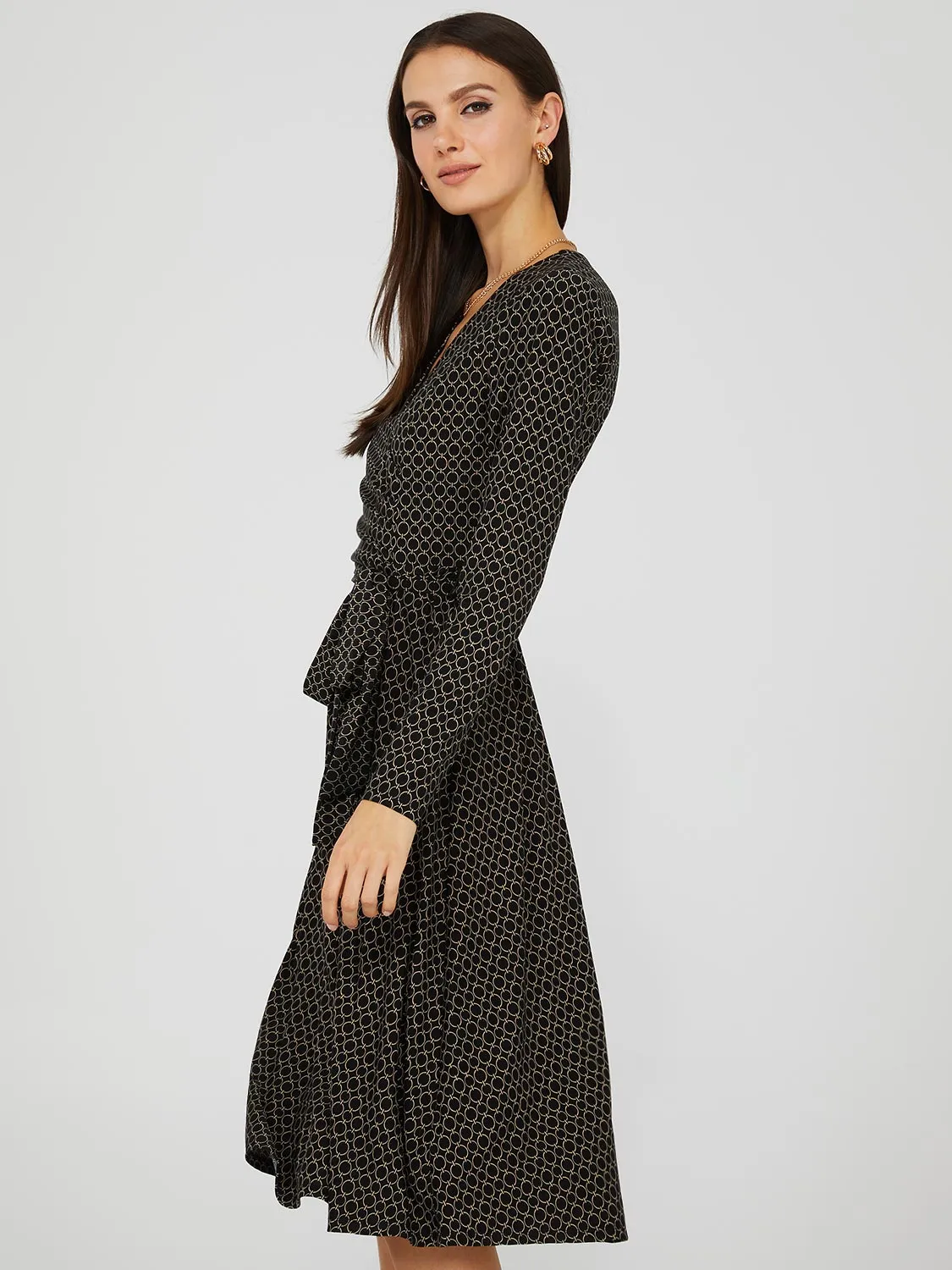 Geo Print Cross Front Midi Dress sold by Suzy Shier product image thumbnail 4